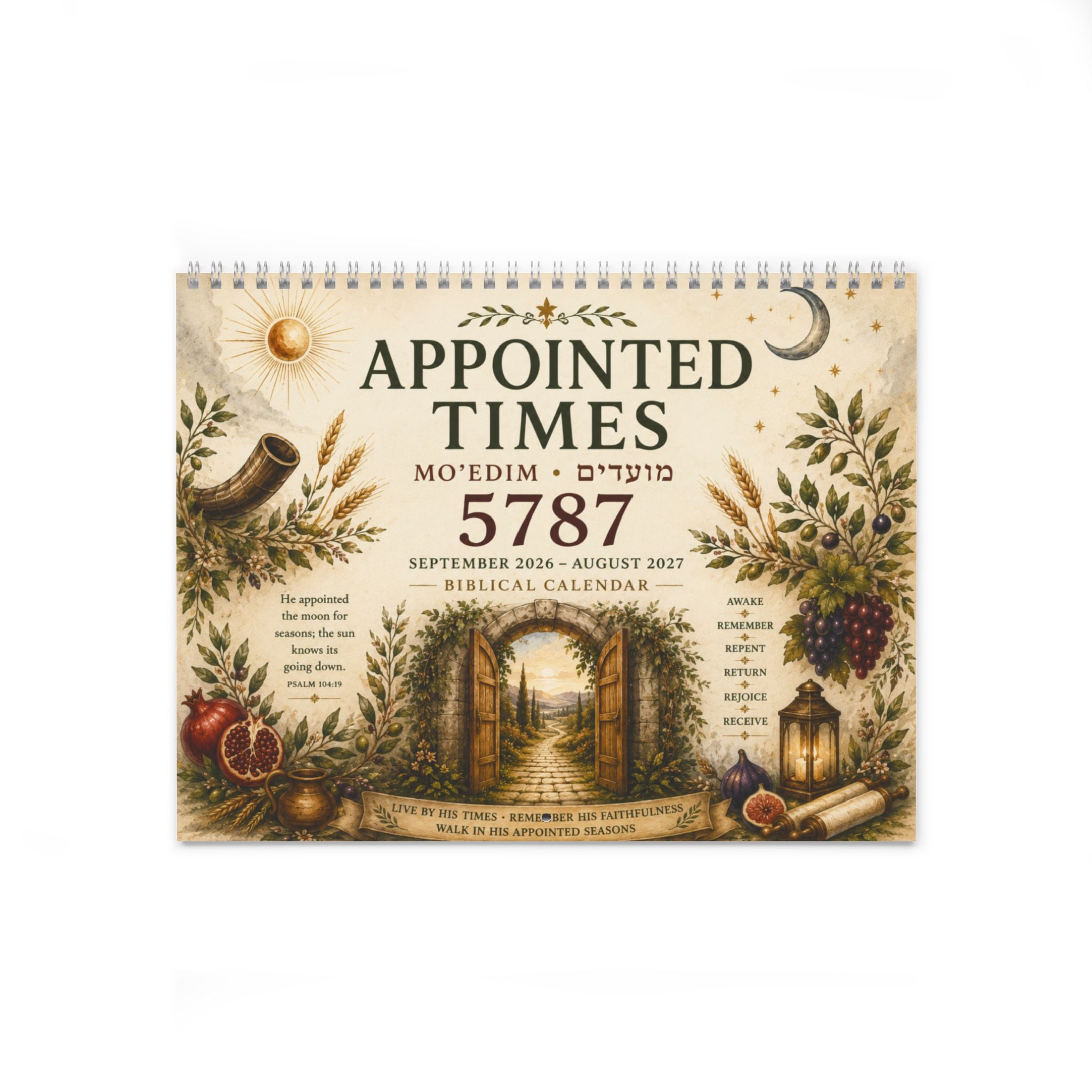 Biblical Hebrew Calendar 2026–2027 | Appointed Times & Feast Days Wall Calendar