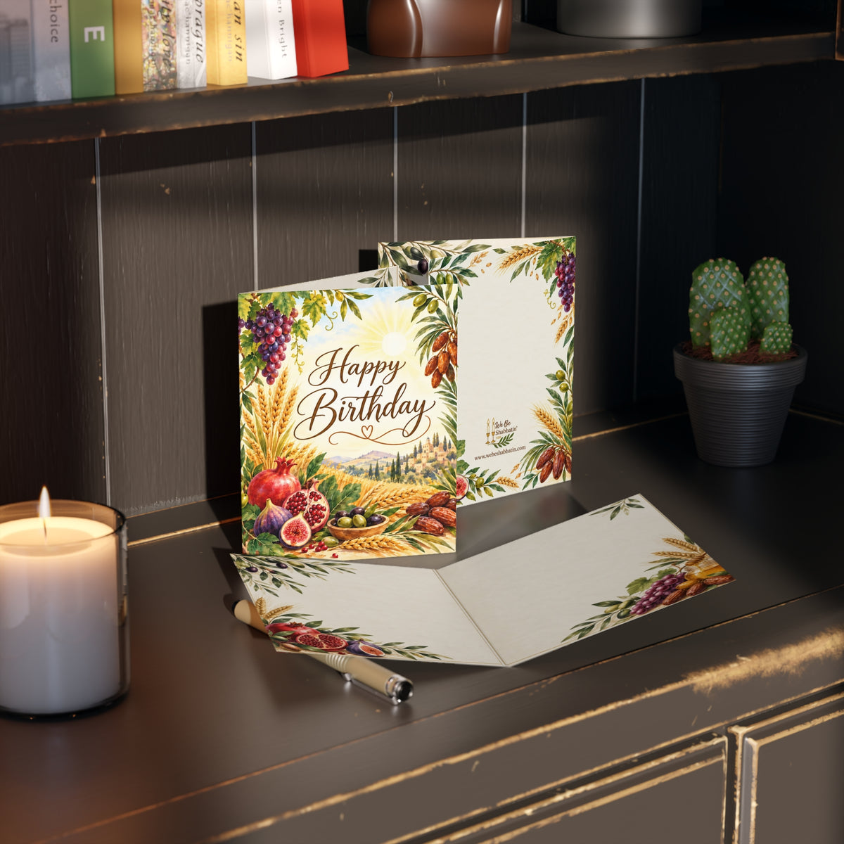 Seven Species Happy Birthday Greeting Card | Biblical Faith-Based Birthday Card (8, 16, and 24 pcs)
