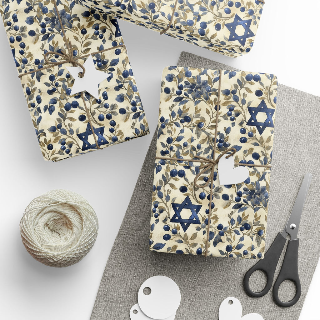 Floral Star of David Gift Wrap | Judaica Wrapping Paper