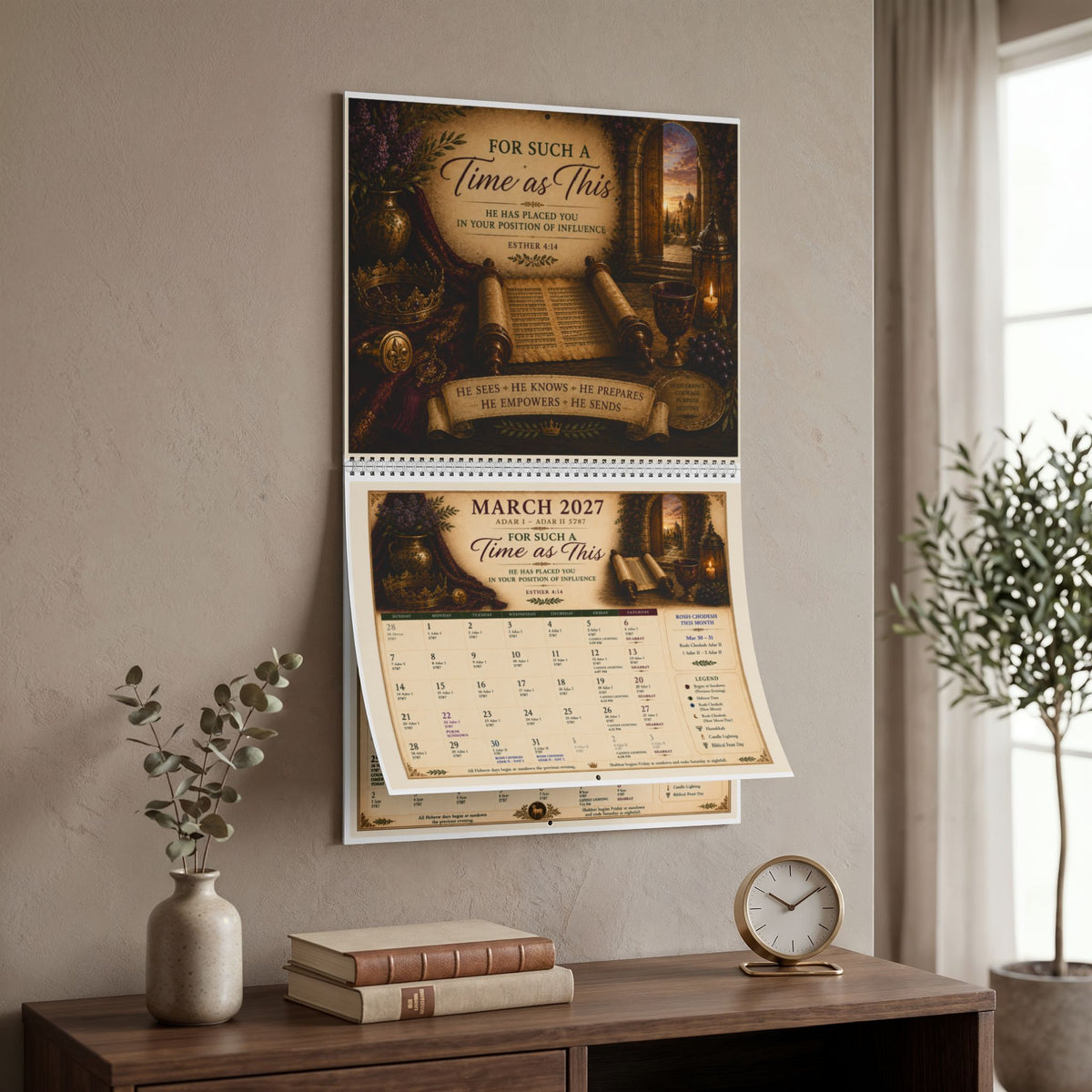 Biblical Hebrew Calendar 2026–2027 | Appointed Times & Feast Days Wall Calendar