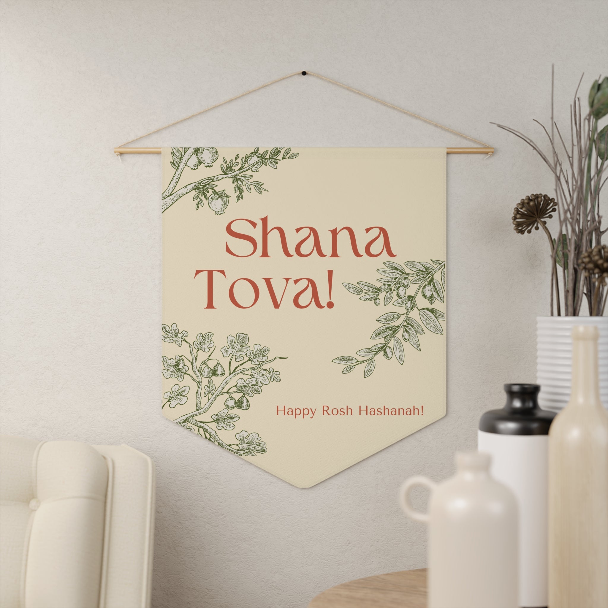 Shana Tova | Botanical Rosh Hashanah Wall Pennant