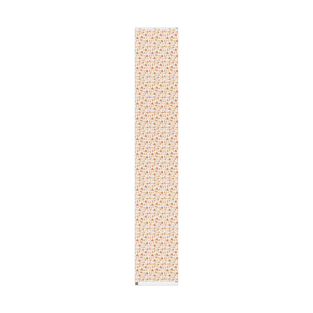 Golden Candle & Scroll Judaica Gift Wrap | Warm Red and Gold Holiday Wrapping Paper