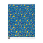 Hanukkah Wrapping Paper - Blue Gift Wrap with Menorahs