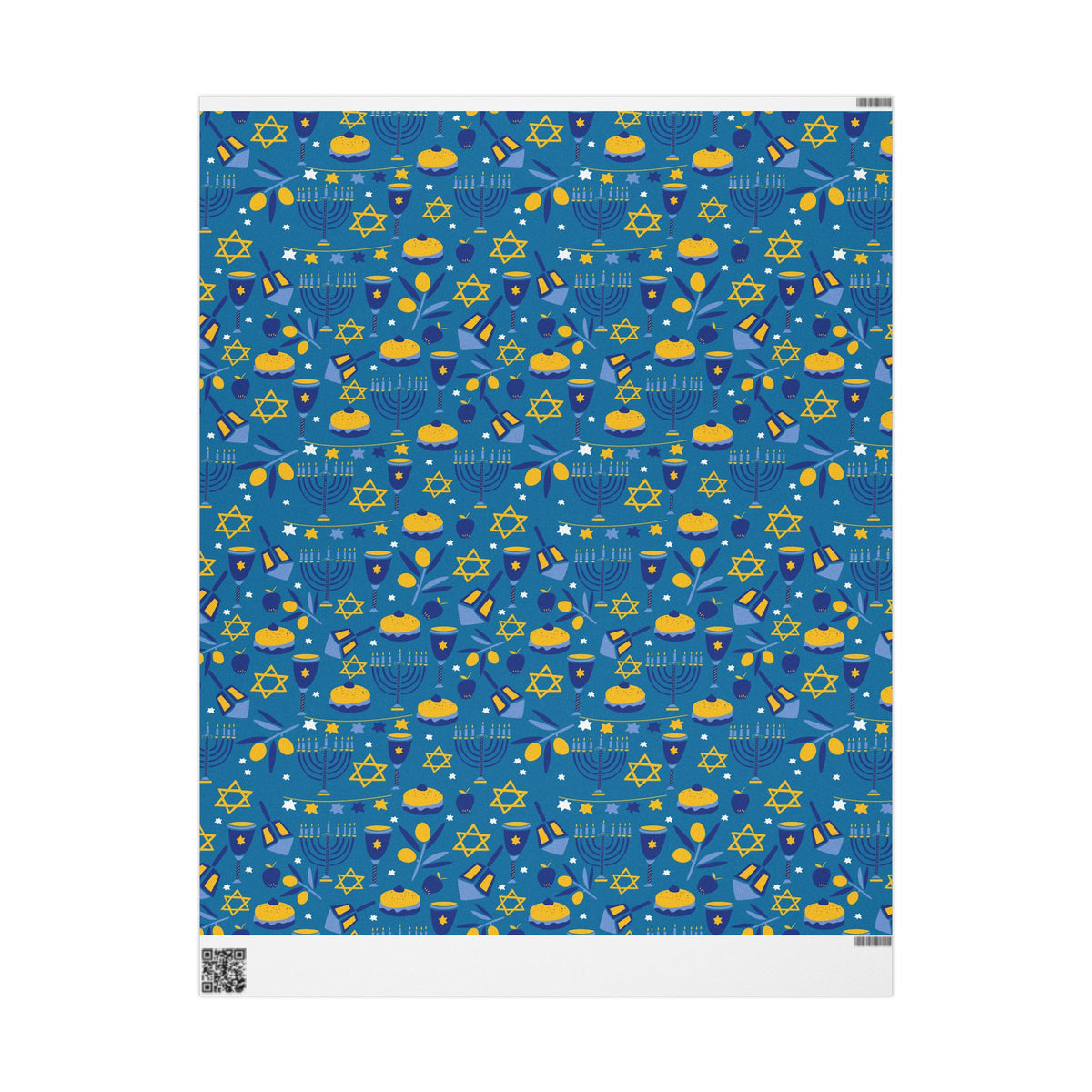 Hanukkah Wrapping Paper - Blue Gift Wrap with Menorahs