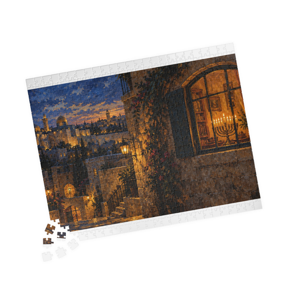 Hanukkah in Jerusalem – Glowing Hanukkiah Window Art Puzzle for Adults & Teens | 110–1014 Pieces