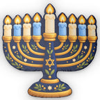 Hanukkiah Shaped Pillow – Blue & Gold Hanukkah Menorah Decorative Cushion