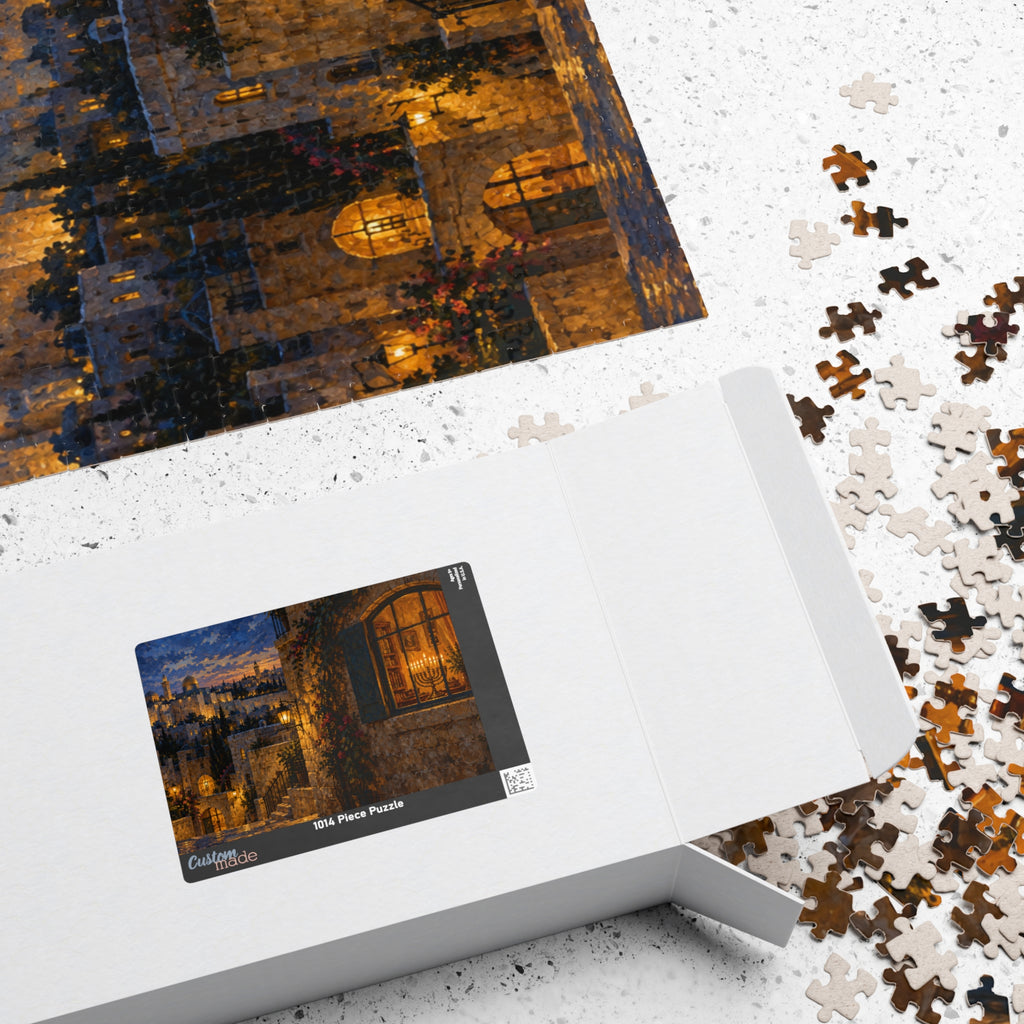 Hanukkah in Jerusalem – Glowing Hanukkiah Window Art Puzzle for Adults & Teens | 110–1014 Pieces