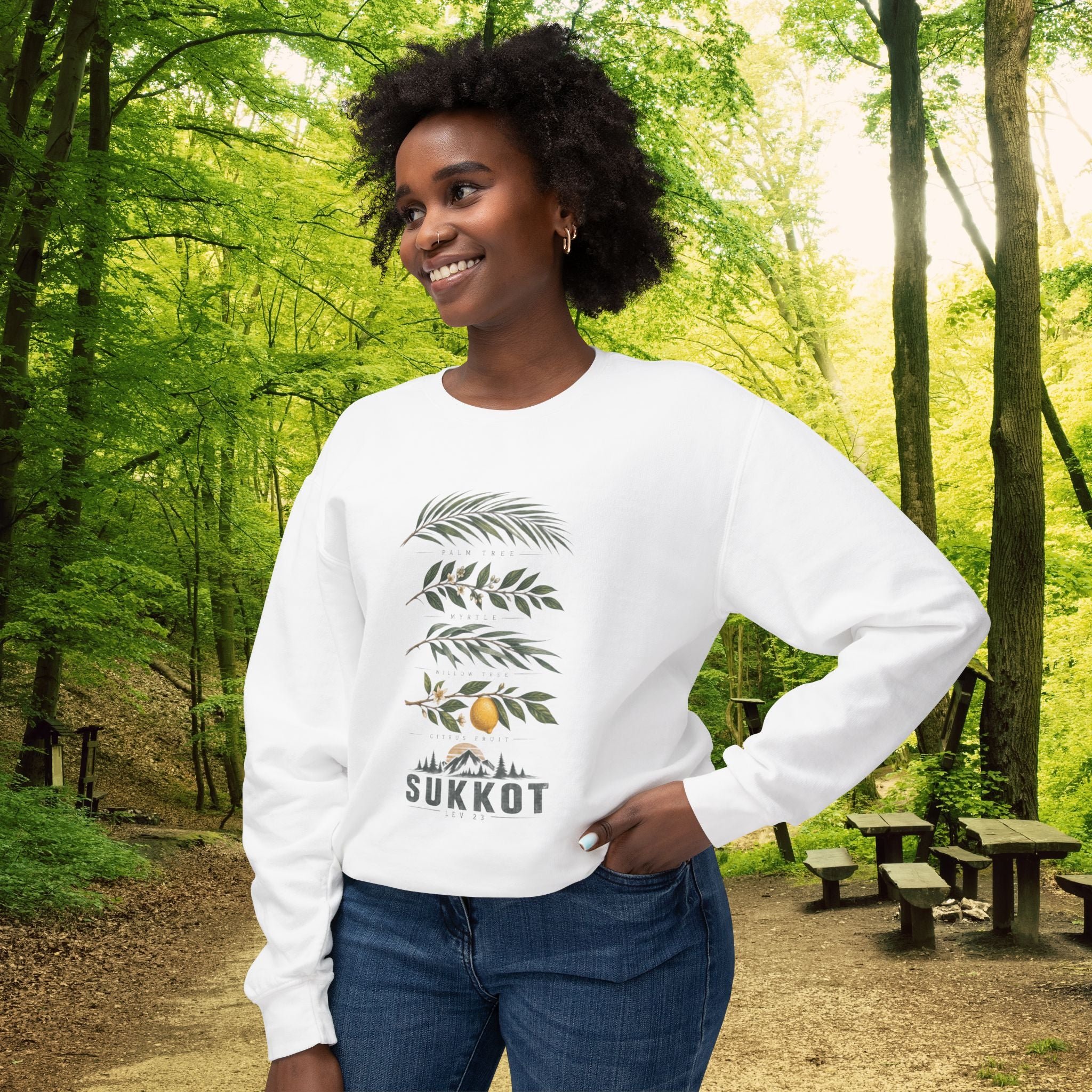 Sukkot Four Species Sweatshirt | Palm Myrtle Willow & Citron | Biblical Feast Day Crewneck Lev 23