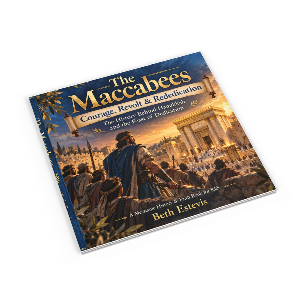 The Maccabees: Courage, Revolt & Rededication book by Beth Estevis, shown at an angle on a clean white background.