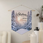 Shalom Snowy Pines Pennant | Winter Landscape Wall Banner