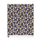 Shabbat Wrapping Paper | Elegant Navy & Gold Judaica Gift Wrap with Candles, Challah, Stars |