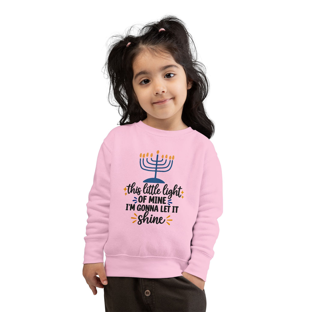 This Little Light of Mine Hanukkah Toddler Sweatshirt – Hanukkiah “I’m Gonna Let It Shine” Crewneck