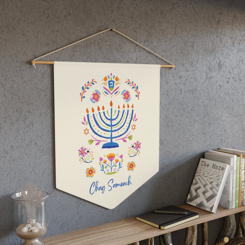 Chag Sameach | Colorful Hanukkah Wall Pennant