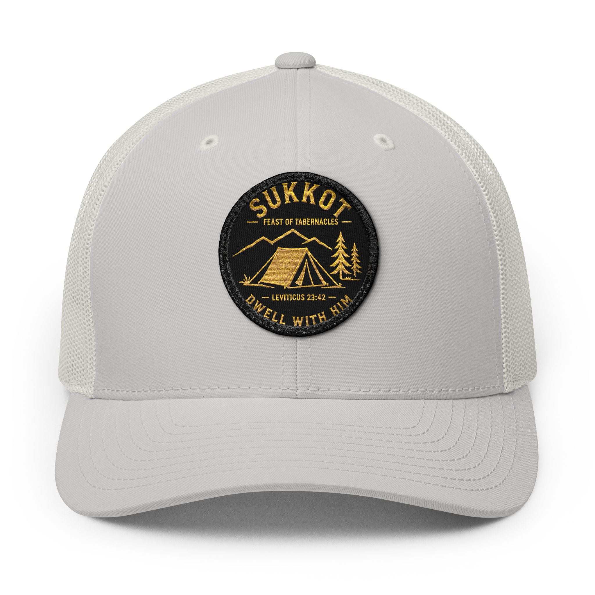 Men’s Sukkot Dwell with Him Hat | Embroidered Trucker Cap | Feast of Tabernacles Outdoor Apparel
