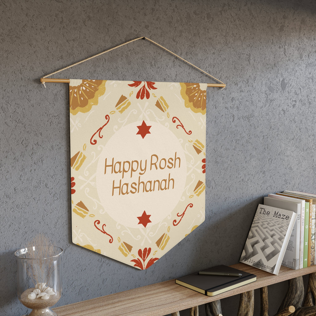 Happy Rosh Hashanah | Warm Folk Art Wall Pennant