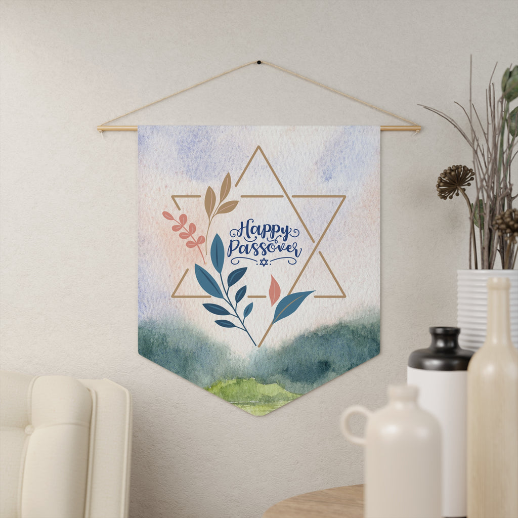 Happy Passover Pennant | Star of David Floral Wall Banner