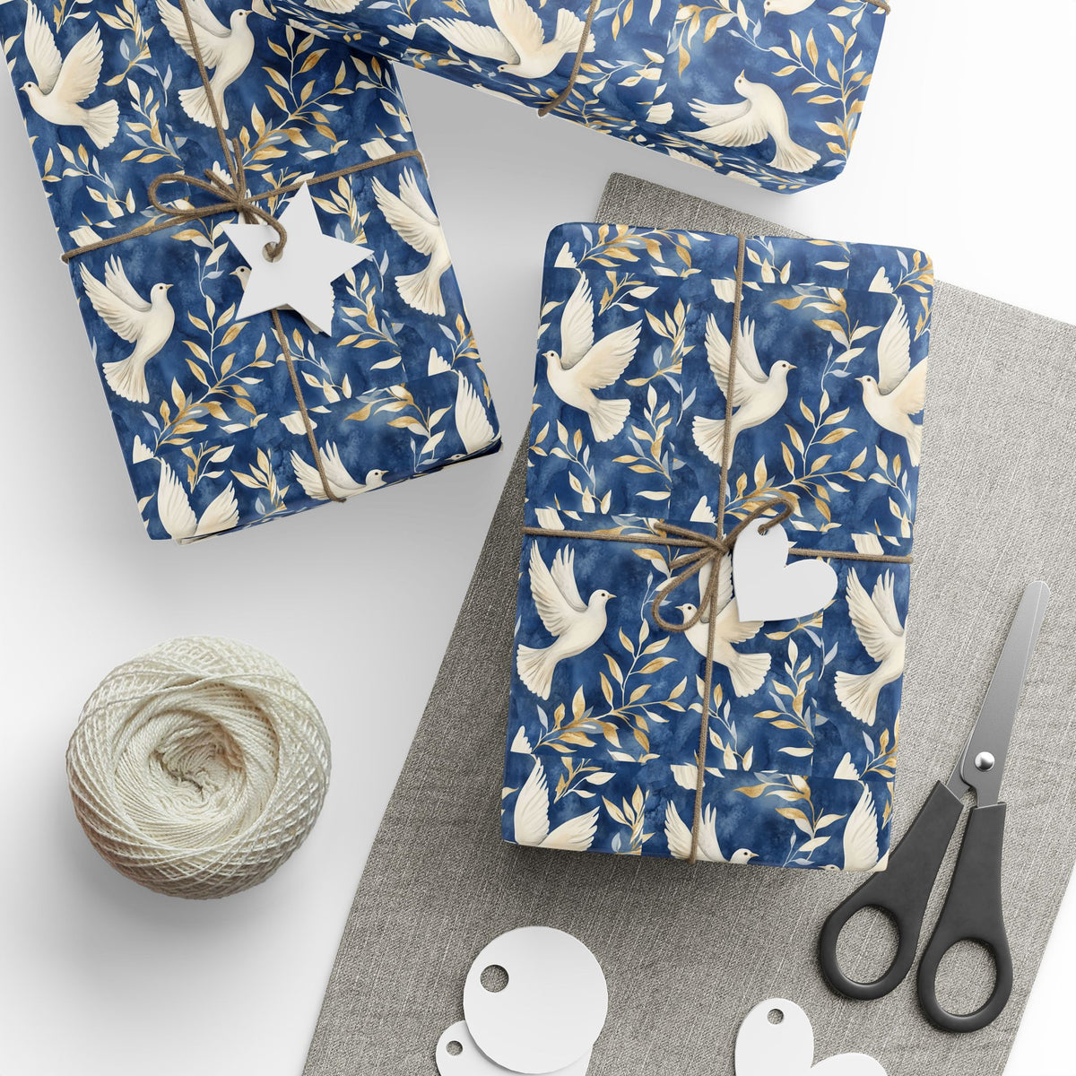 Peace Dove Wrapping Paper | Blue & Gold Judaica Gift Wrap
