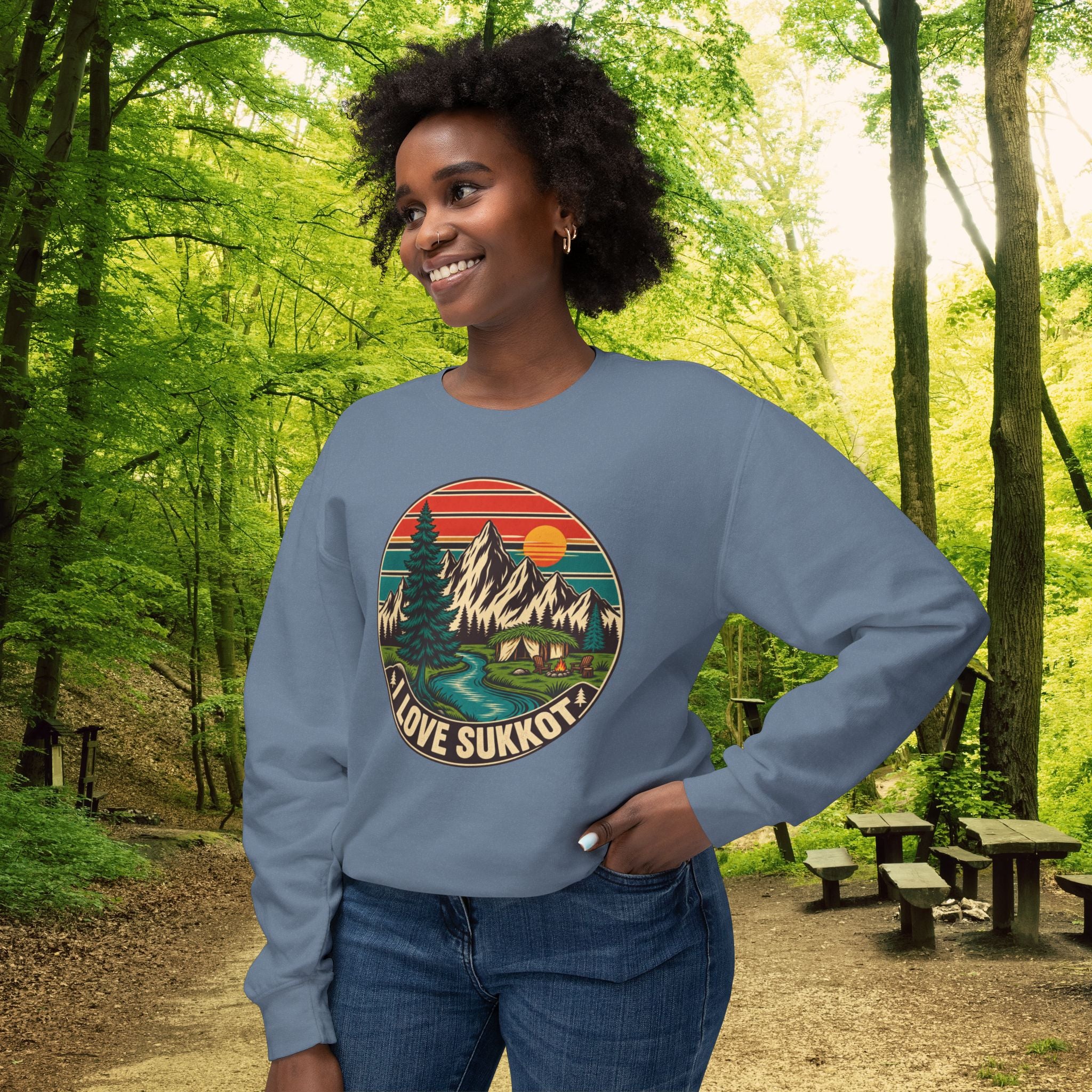 I Love Sukkot Sweatshirt | Vintage Feast of Tabernacles Camping Crewneck