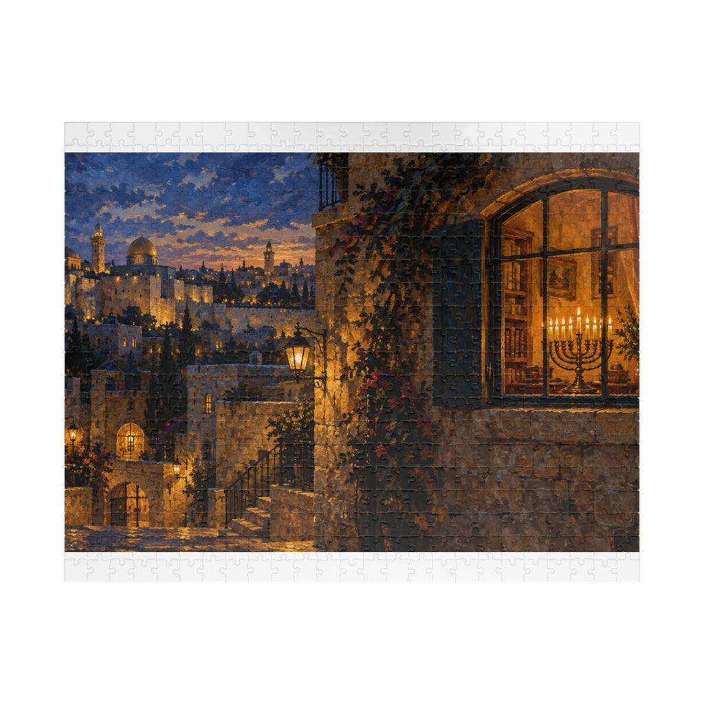 Hanukkah in Jerusalem – Glowing Hanukkiah Window Art Puzzle for Adults & Teens | 110–1014 Pieces