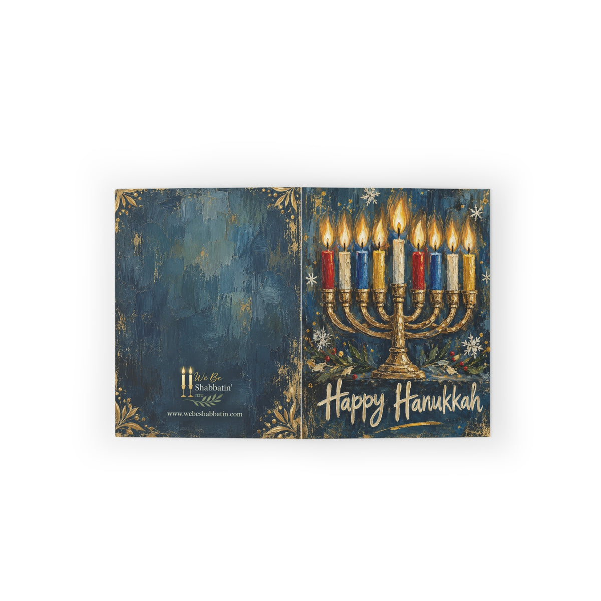 Oil Painting Hanukkah Card | Menorah Festival of Lights Greeting Card | Textured Art Style (8, 16, and 24 pcs)