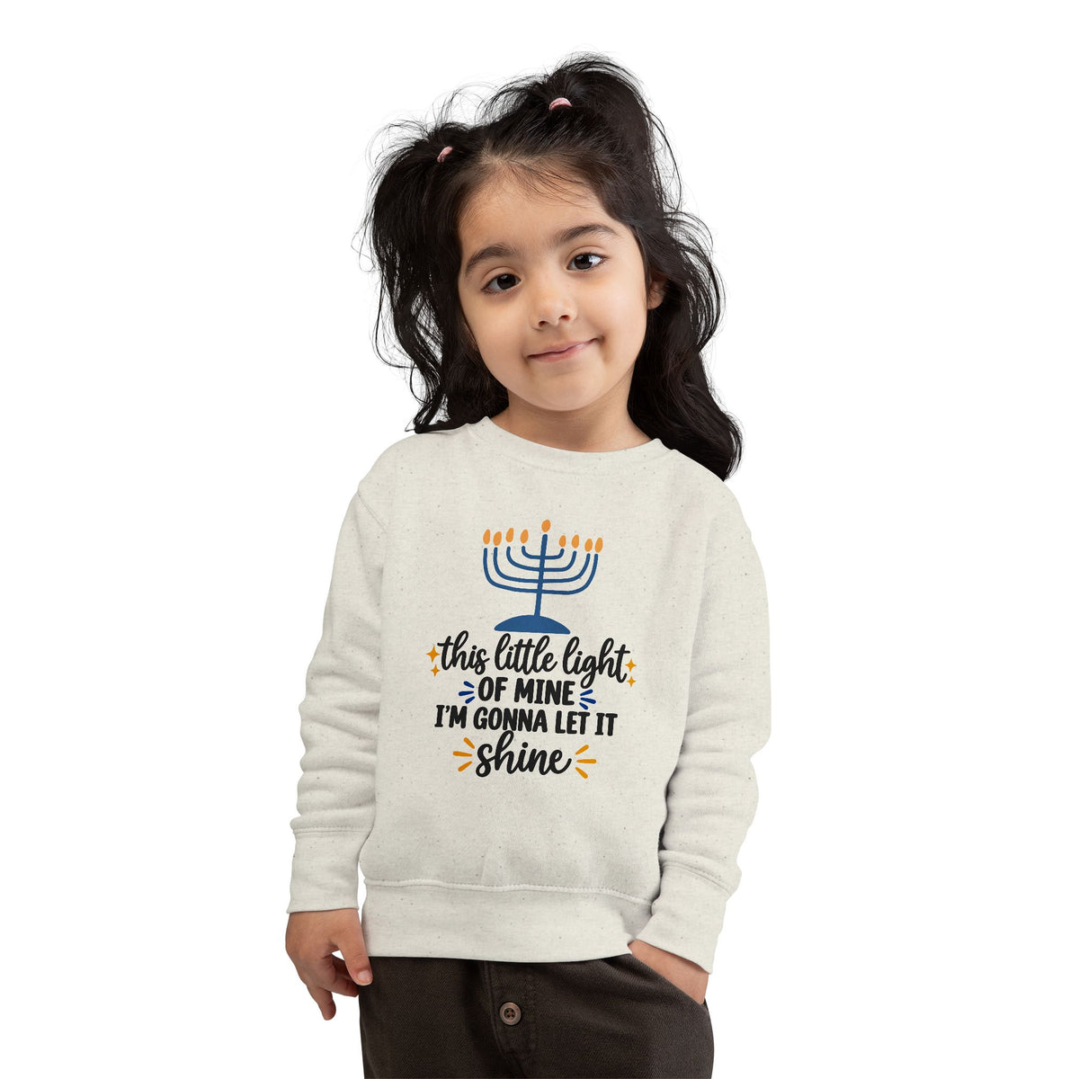 This Little Light of Mine Hanukkah Toddler Sweatshirt – Hanukkiah “I’m Gonna Let It Shine” Crewneck