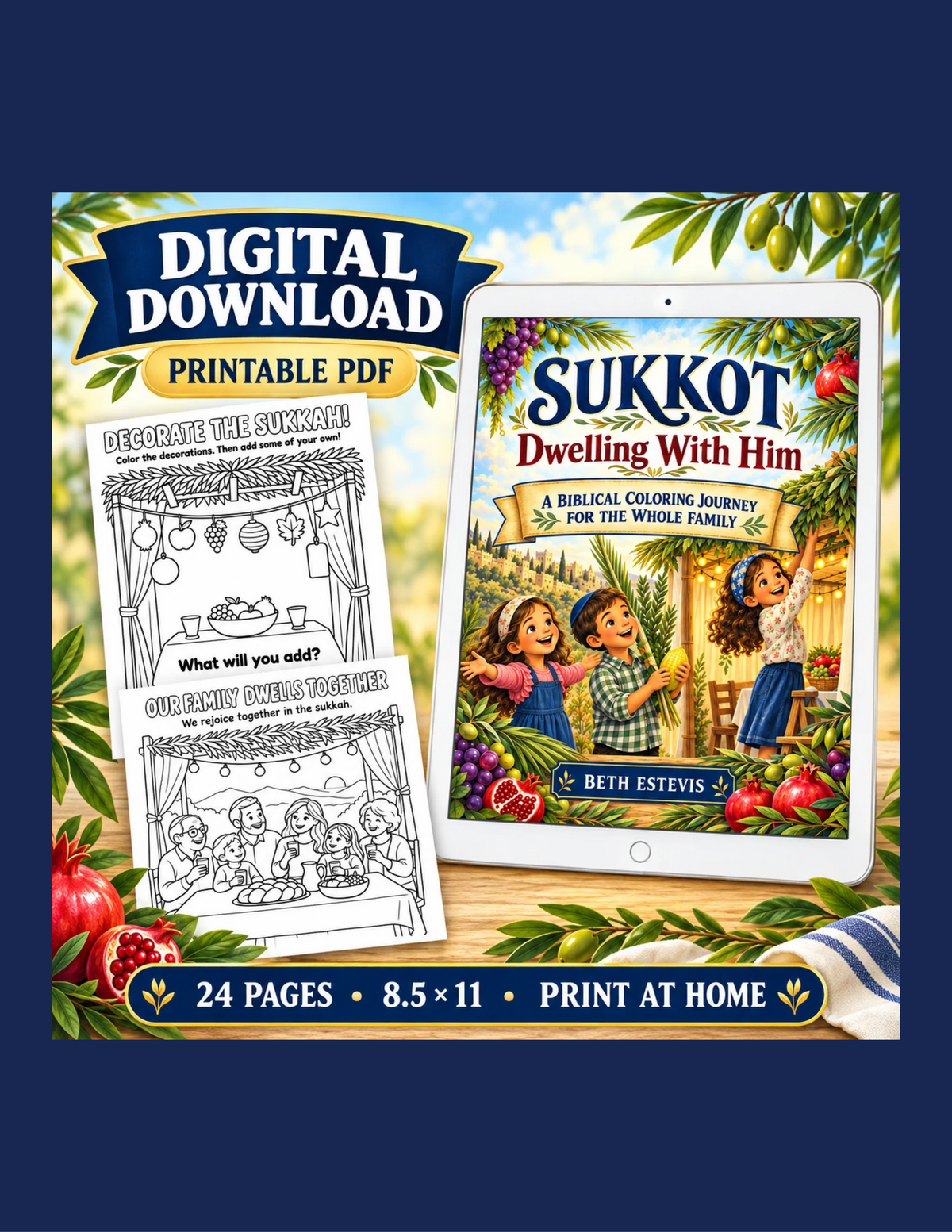Sukkot: Dwelling With Him – Printable Coloring & Learning Book | Digital Download