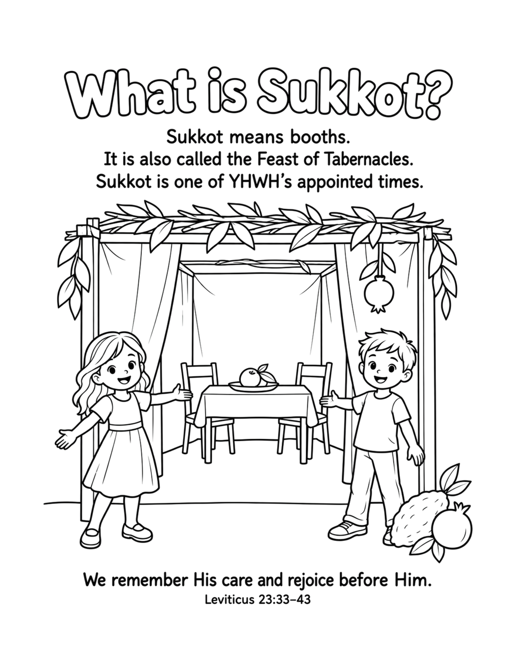 Sukkot: Dwelling With Him – Printable Coloring & Learning Book | Digital Download