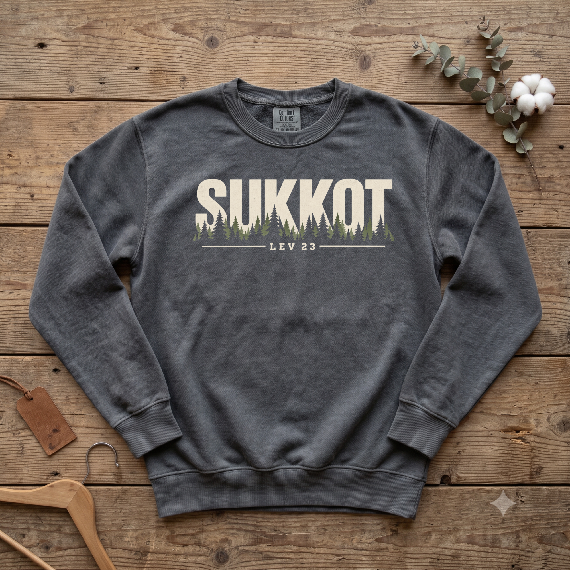 Sukkot Among the Pines Sweatshirt | Biblical Feast of Tabernacles Crewneck | Lev 23