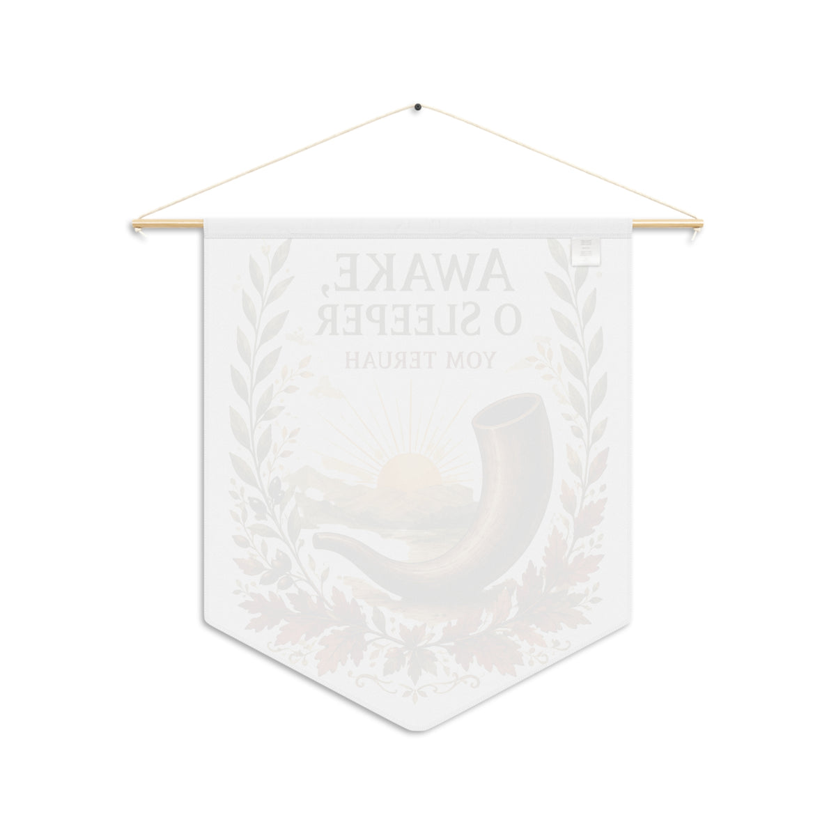 Back of the Awake, O Sleeper wall pennant showing the faint reversed print through the fabric
