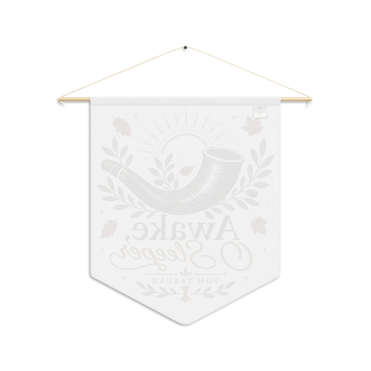 Back of the Awake, O Sleeper wall pennant showing the faint reversed print through the fabric