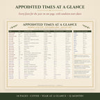 Appointed Times at a Glance page listing every feast for 5787 with Hebrew dates, sundown start dates and Scripture references