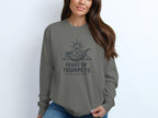 "Feast of Trumpets - Call to Gather" graphic on a grey long-sleeved shirt
