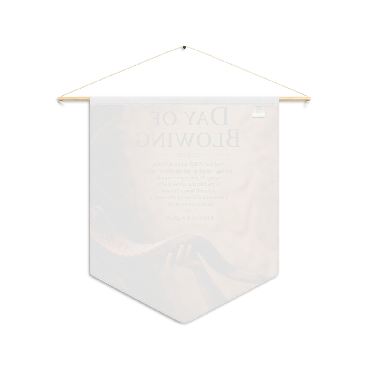 Back of the Day of Blowing wall pennant showing the faint reversed print through the fabric