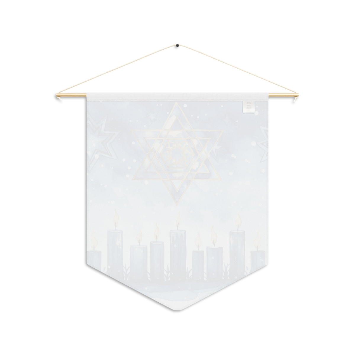 Back of the Festival of Lights wall pennant showing the faint reversed print through the fabric