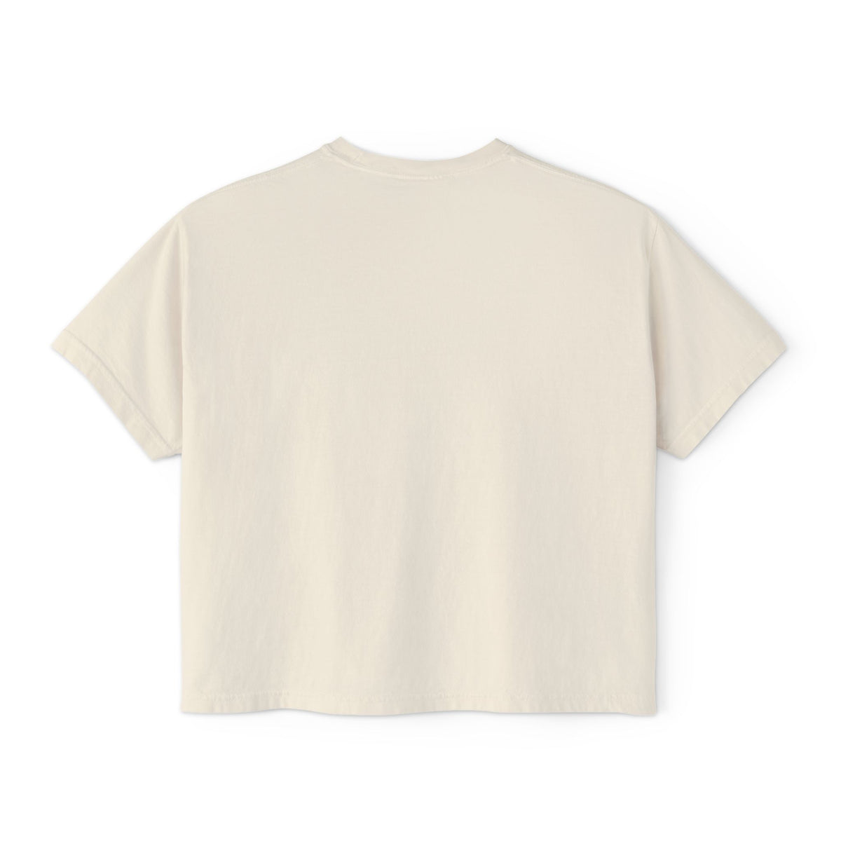 Back view of a plain ivory boxy tee