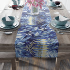 Hanukkah menorah table runner close floral detail