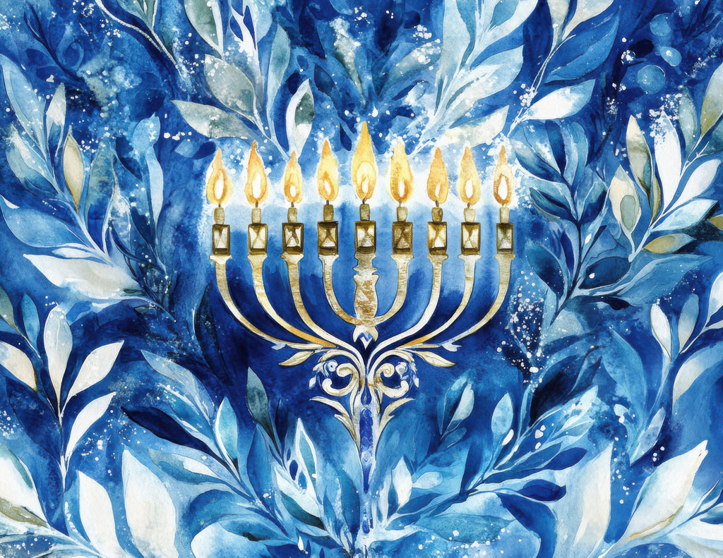 Hanukkah table runner lifestyle dining setting