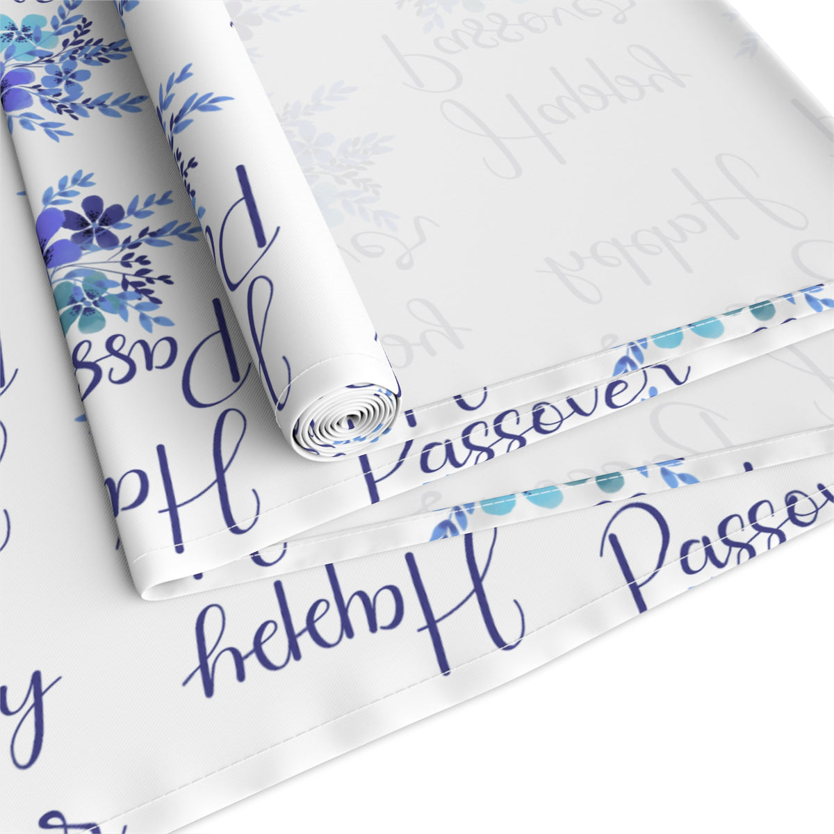 Happy Passover floral table runner fabric print view