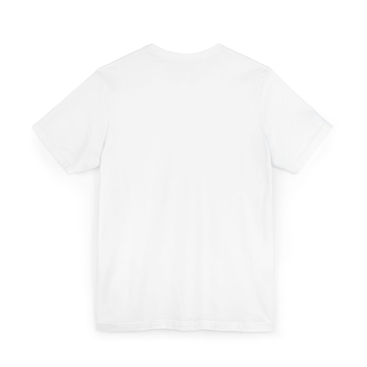 Back view of a plain white t-shirt