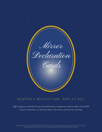 Mirror Declaration Cards printable PDF cover: navy starry background with a gold oval mirror frame