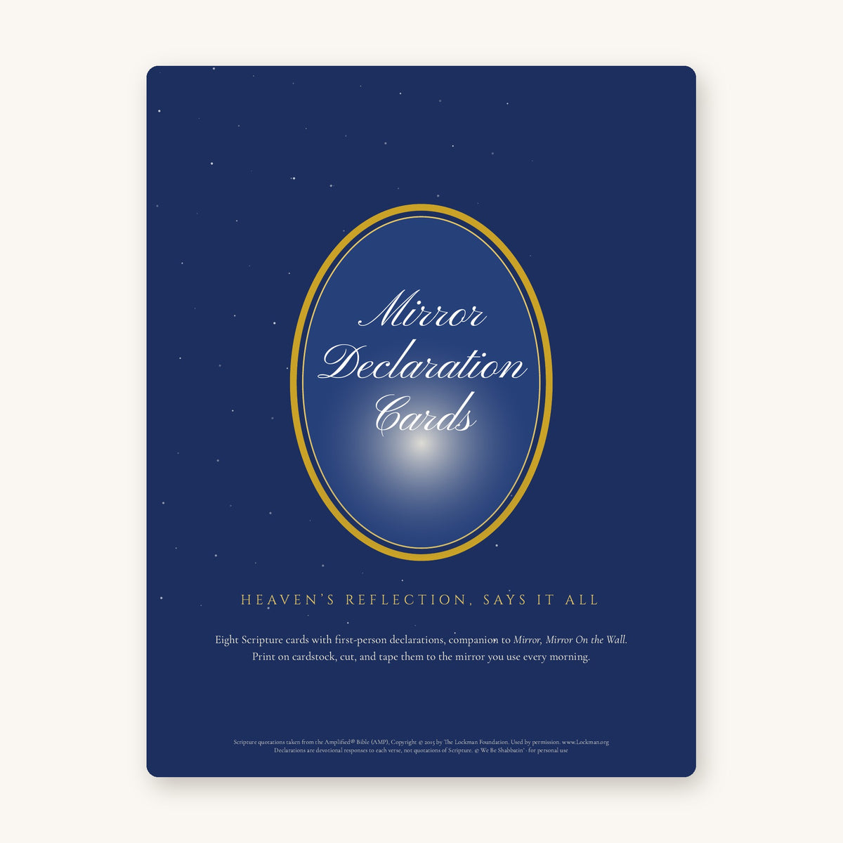 Mirror Declaration Cards printable PDF (Amplified Bible Scripture cards) included in the Mirror, Mirror + Declaration Cards Bundle