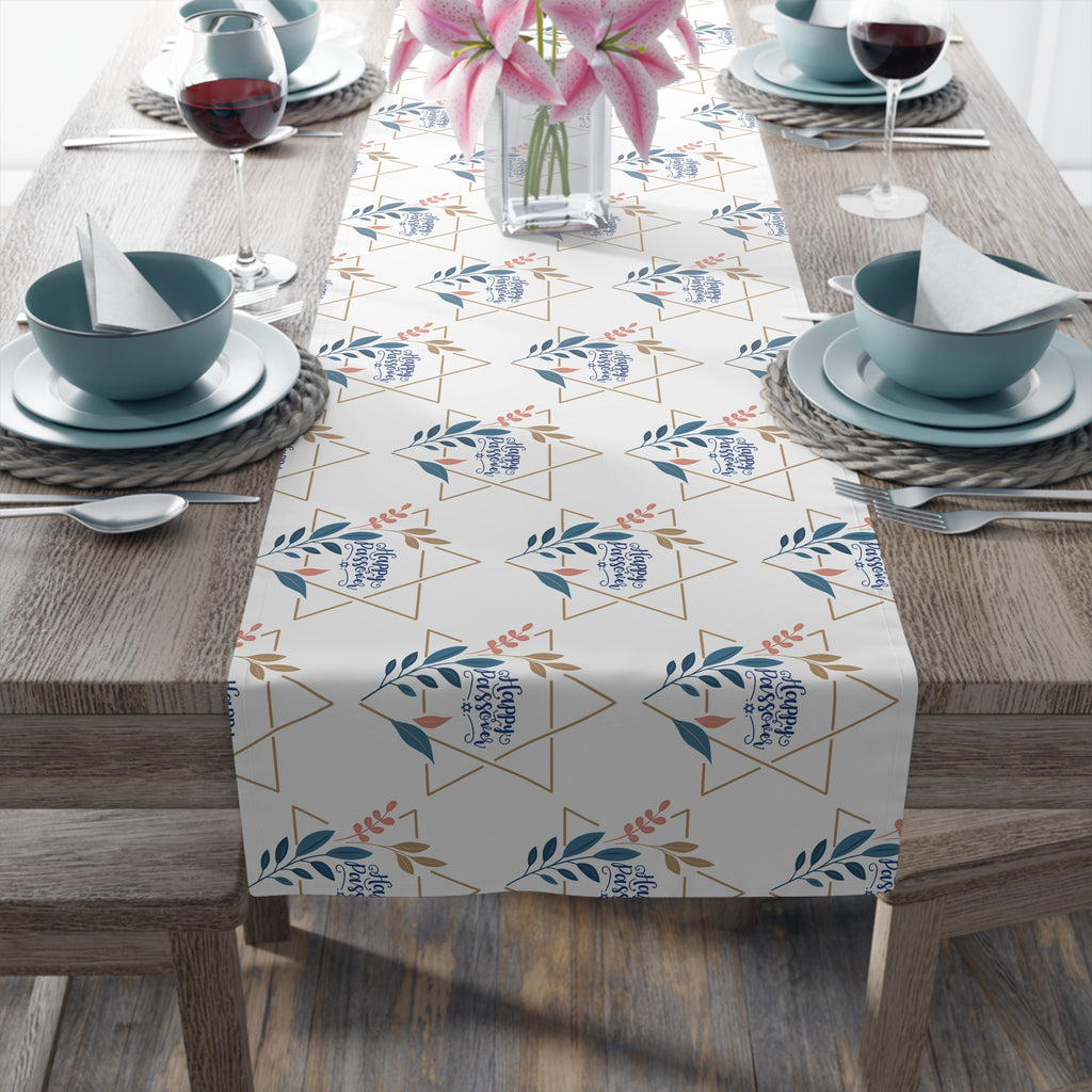 Happy Passover Star of David table runner on table