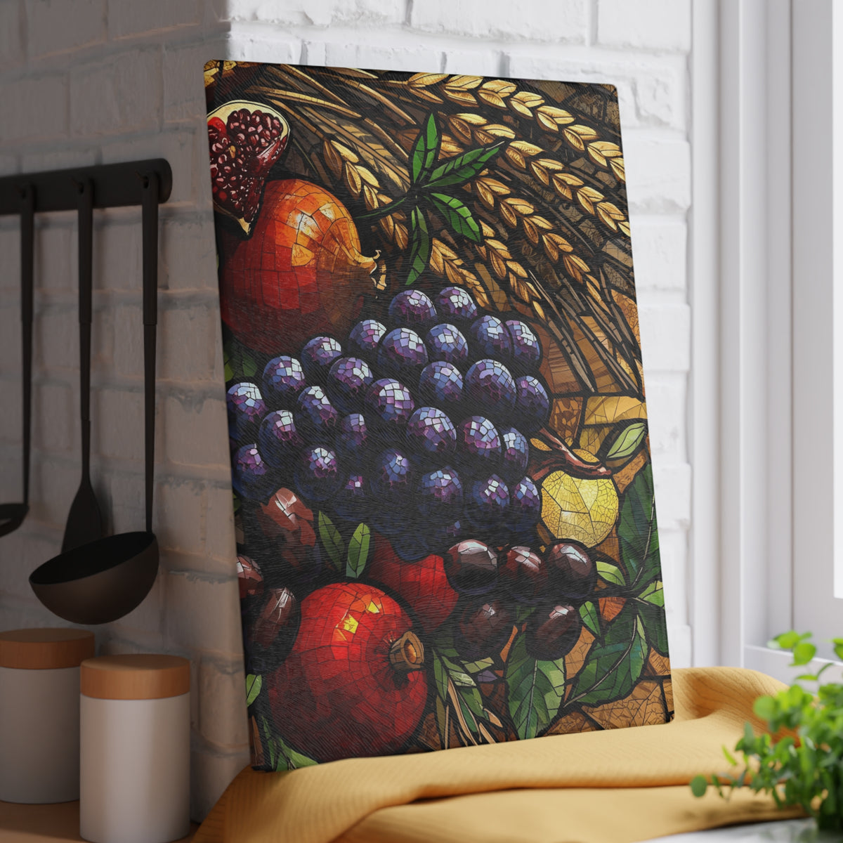 Seven Species cutting board alternate angle