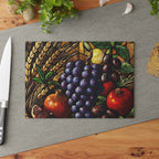 Seven Species cutting board wheat barley grapes figs detail
