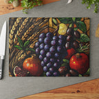 Seven Species mosaic glass cutting board Judaica decor
