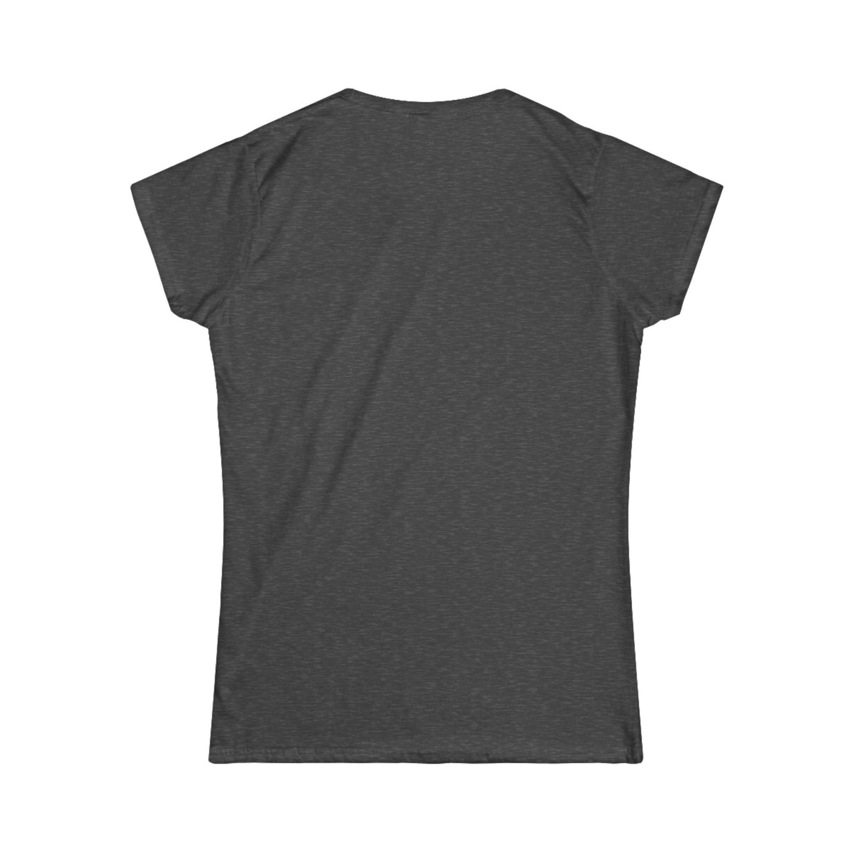 Back view of a plain dark heather women's t-shirt