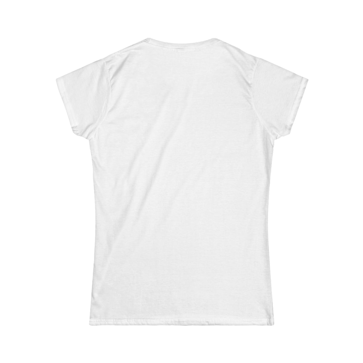 Back view of a plain white women's t-shirt