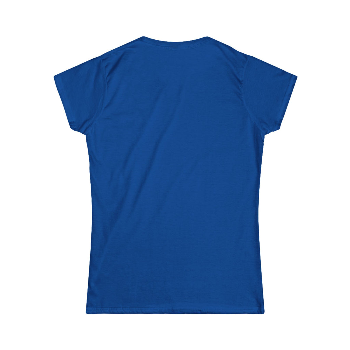 Back view of a plain royal blue women's t-shirt