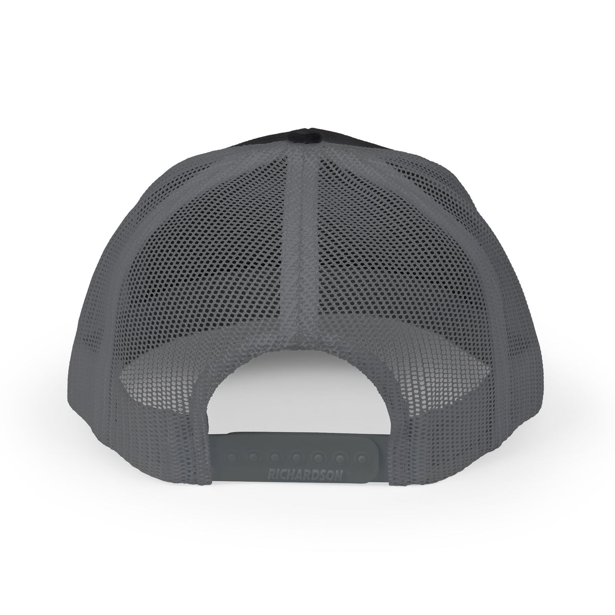 Back view of the Sukkot Feast Gear trucker cap with charcoal mesh and snapback closure