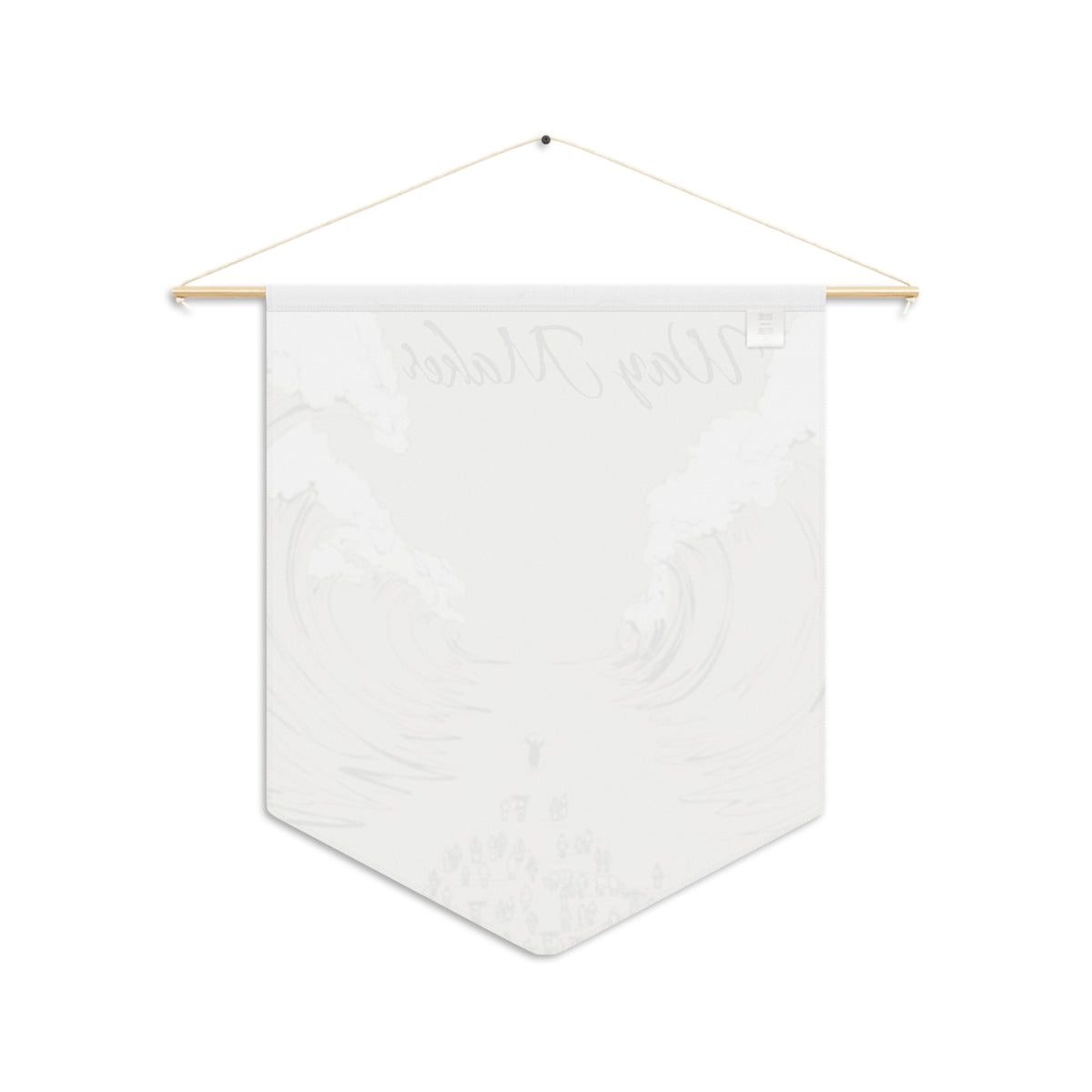 Back of the Way Maker wall pennant, with the print showing faintly through the white fabric